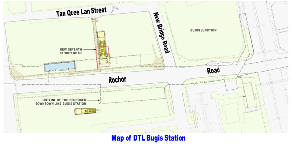 Map of DTL Bugis Station